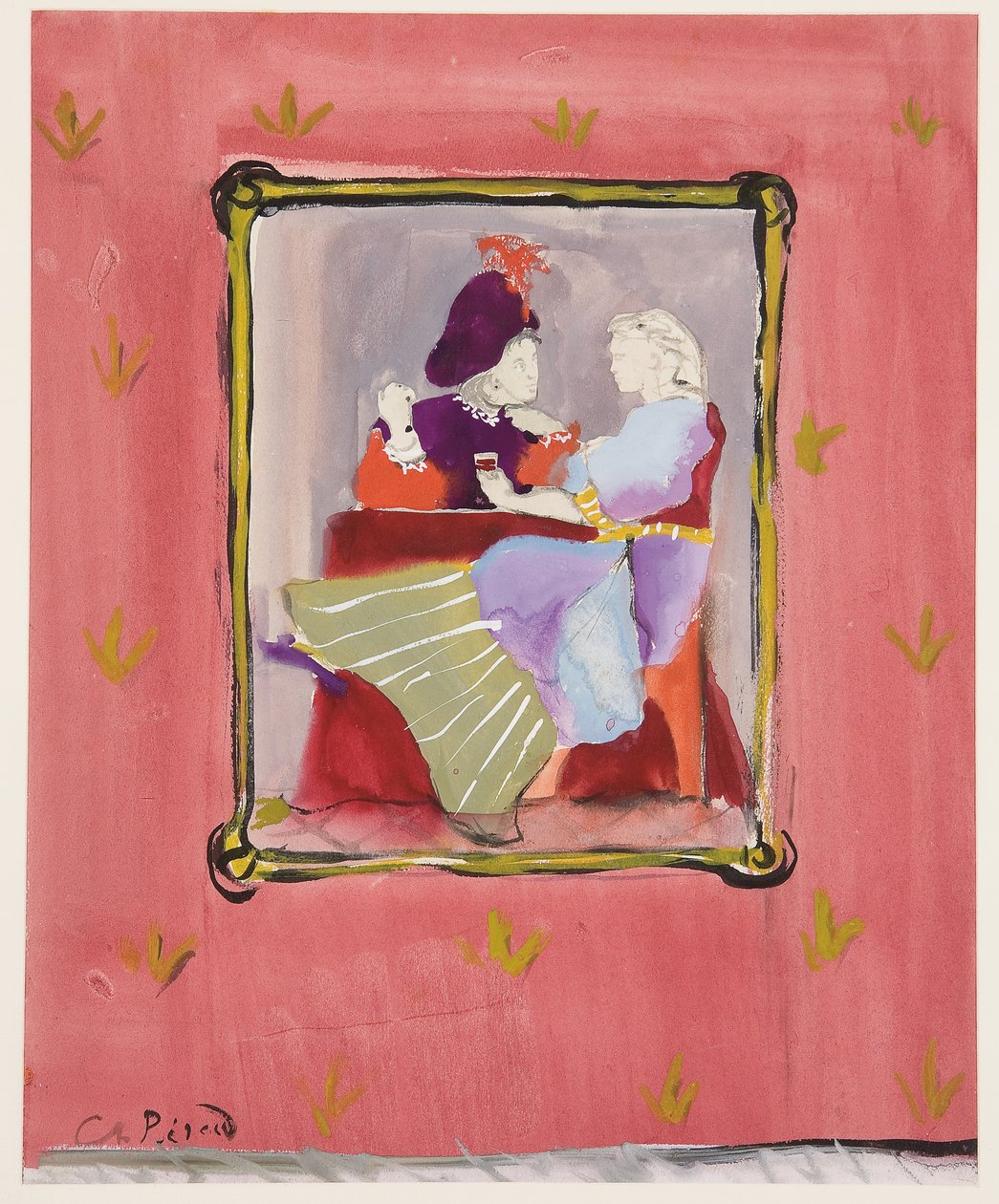 Et udklædt par, ca. 1935-45 (gouache på papir) af Christian Bérard