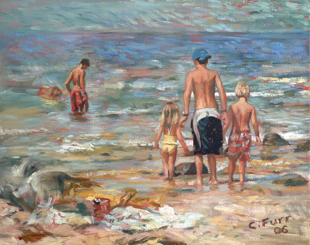 Beach Scene, 2006 (olie på linned) af Christian Furr
