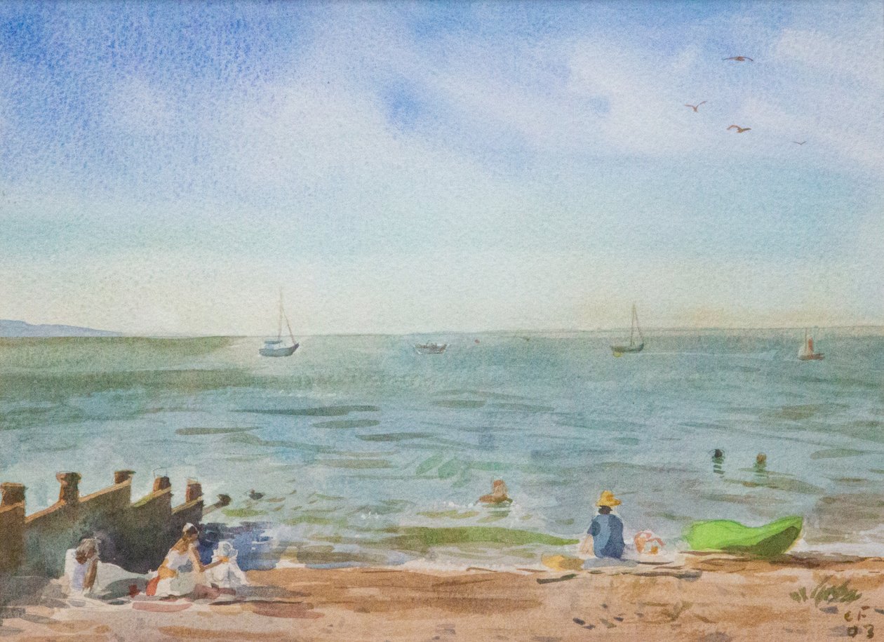 Whitstable Green Sea, 2016 (akvarel) af Christian Furr