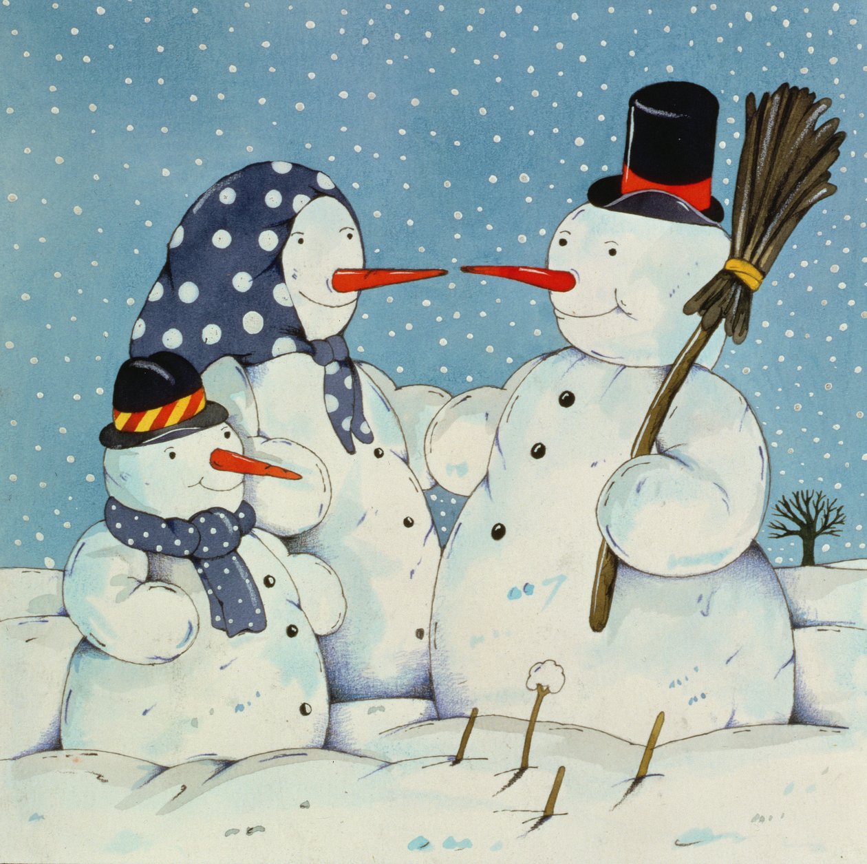 The Snowman Family, 1997 (wc på papir) af Christian Kaempf