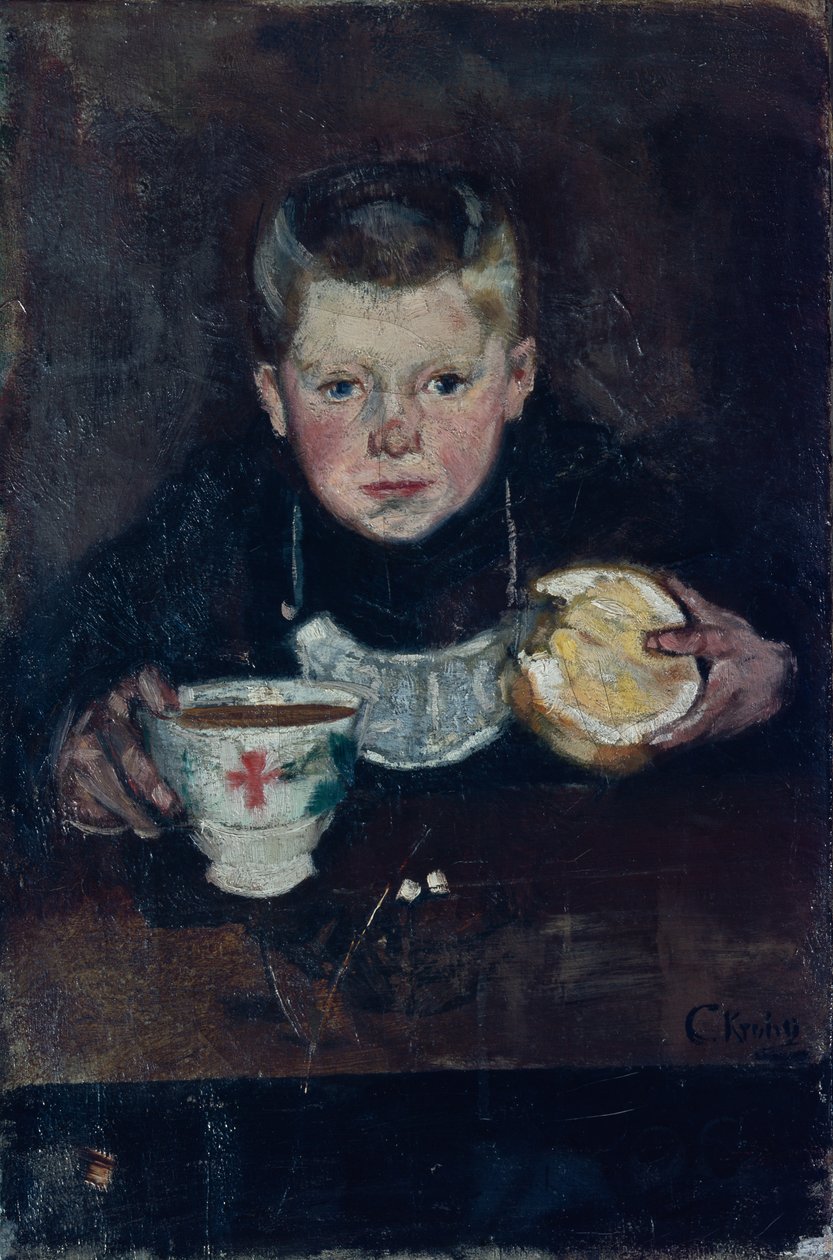 Ærende dreng drikker kaffe af Christian Krohg