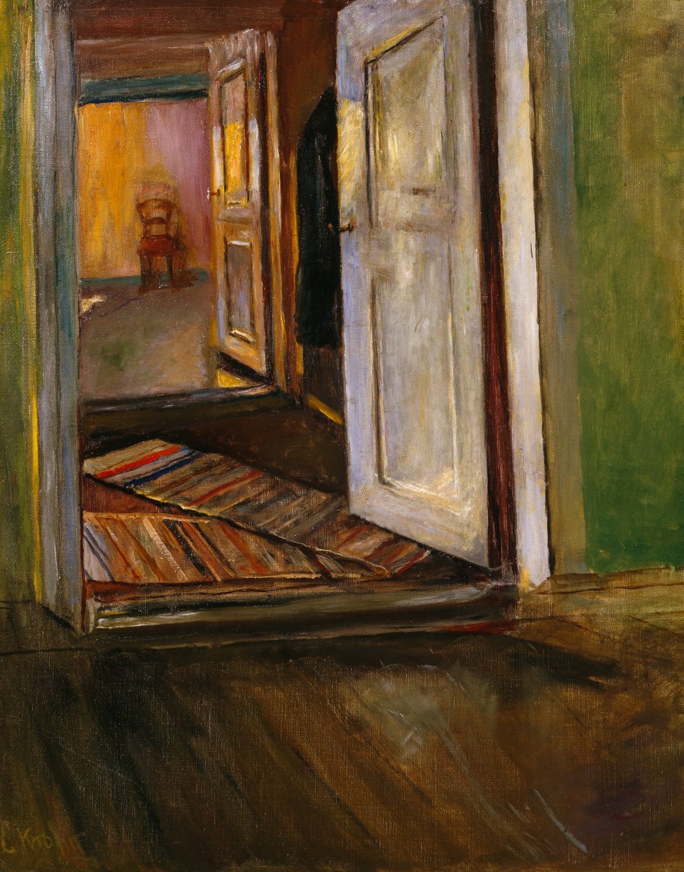 Interiør med kludetæppe (maleri) af Christian Krohg