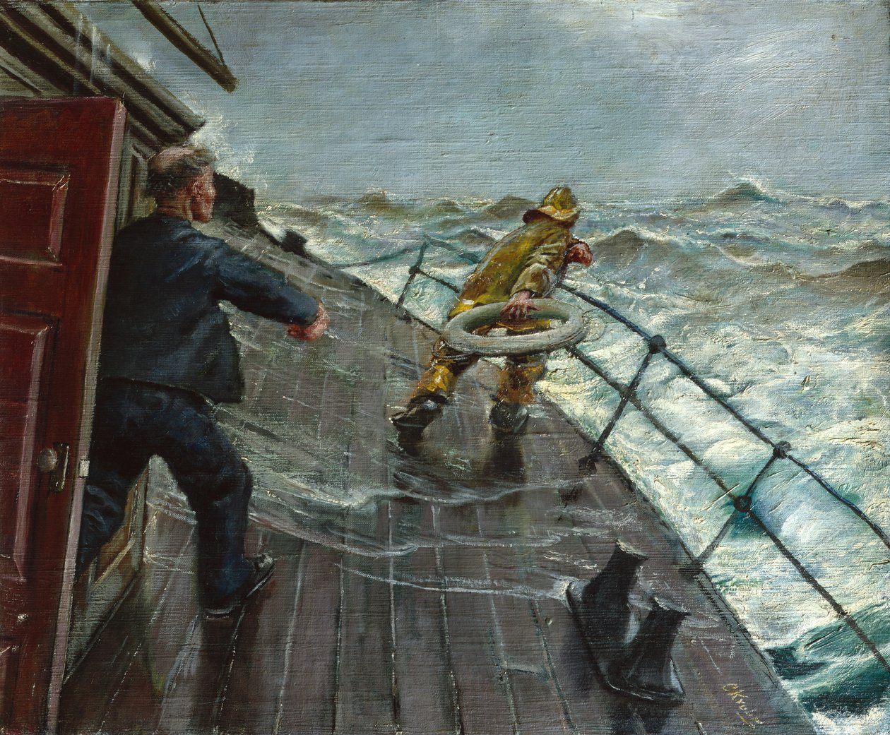 Mand over bord (olie på lærred) af Christian Krohg
