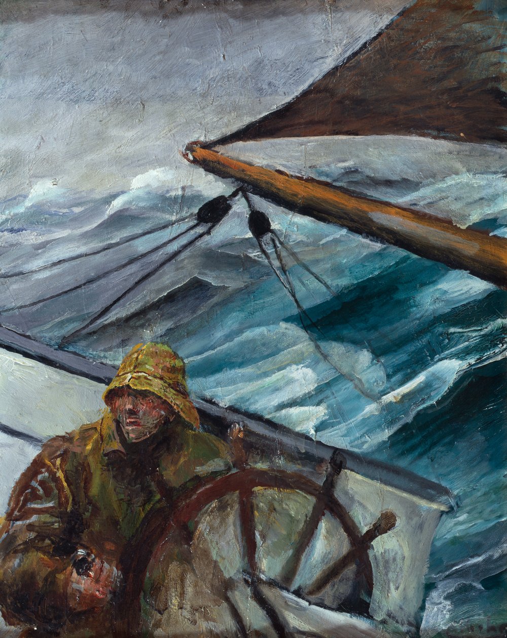 Styrmand ved roret (olie på lærred) af Christian Krohg