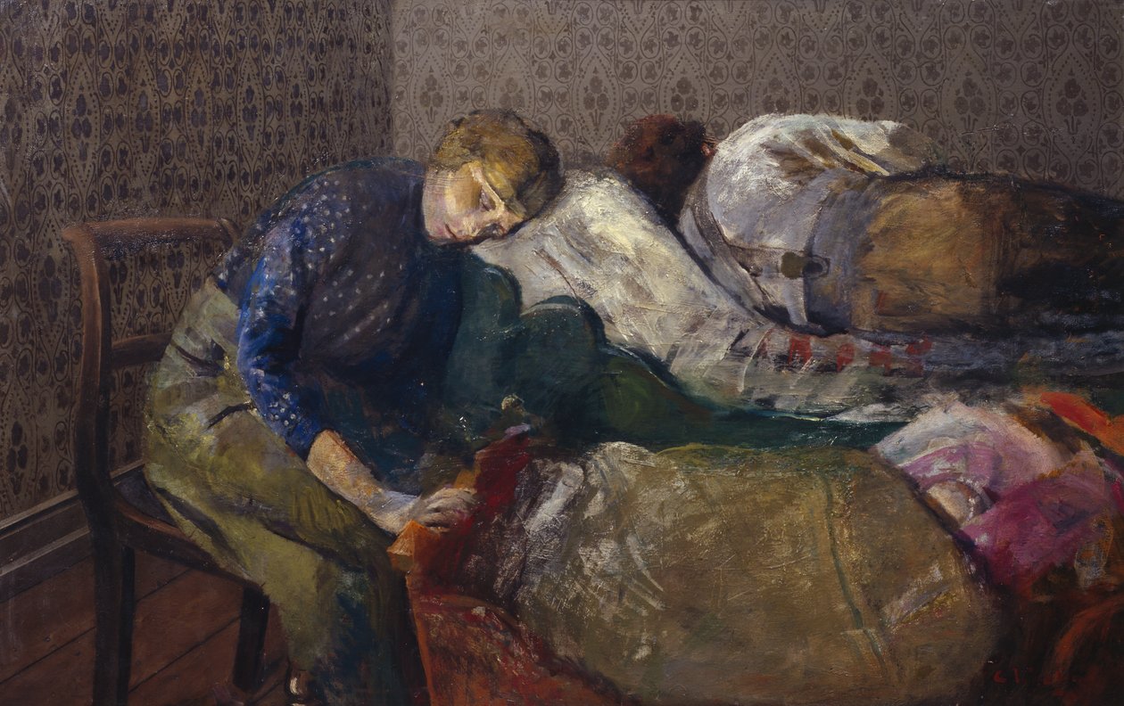 Sovende Fisker, Skagen (olie på lærred) af Christian Krohg