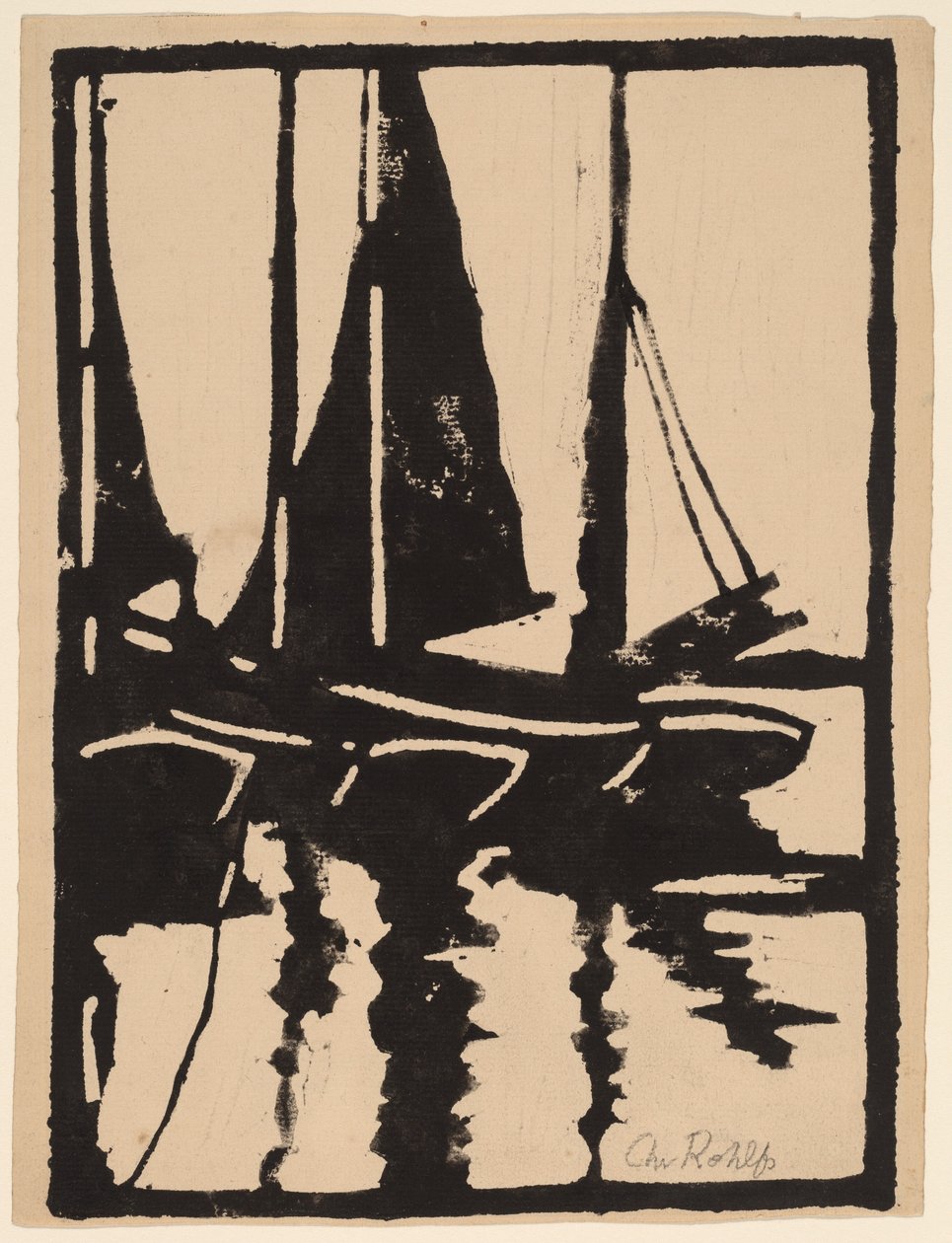 Sejlbåde i Havnen, 1905-1910. af Christian Rohlfs