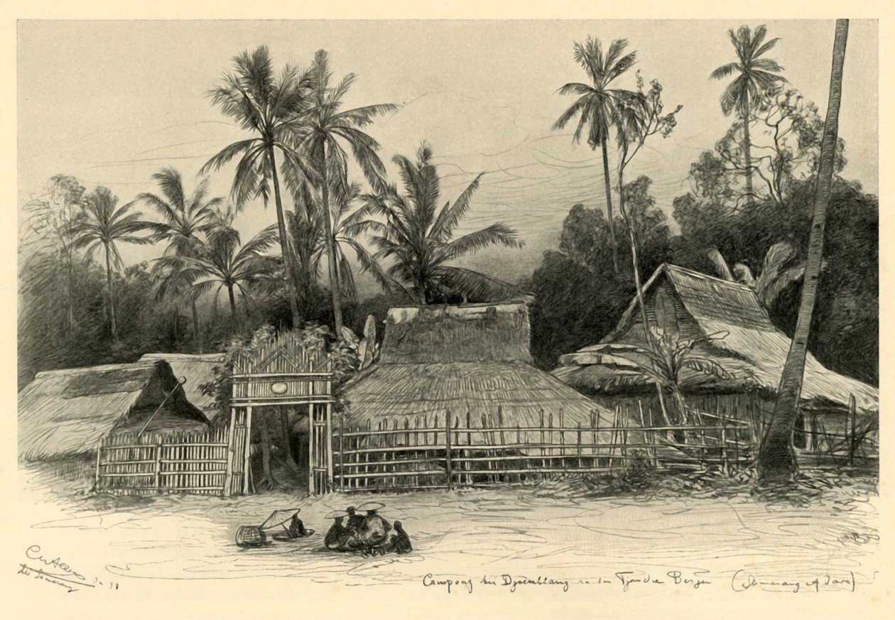 Kampong nær Jomblang, Semarang, Java, 1898. af Christian Wilhelm Allers