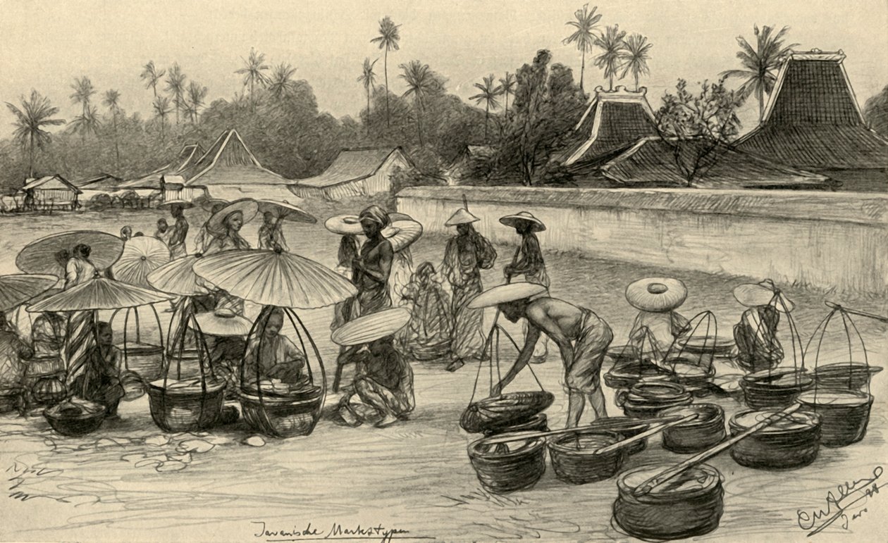 Markedsscene, Java, 1898. af Christian Wilhelm Allers