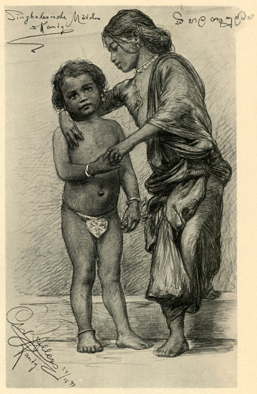Singalesiske piger, Kandy, Ceylon, 1898. af Christian Wilhelm Allers