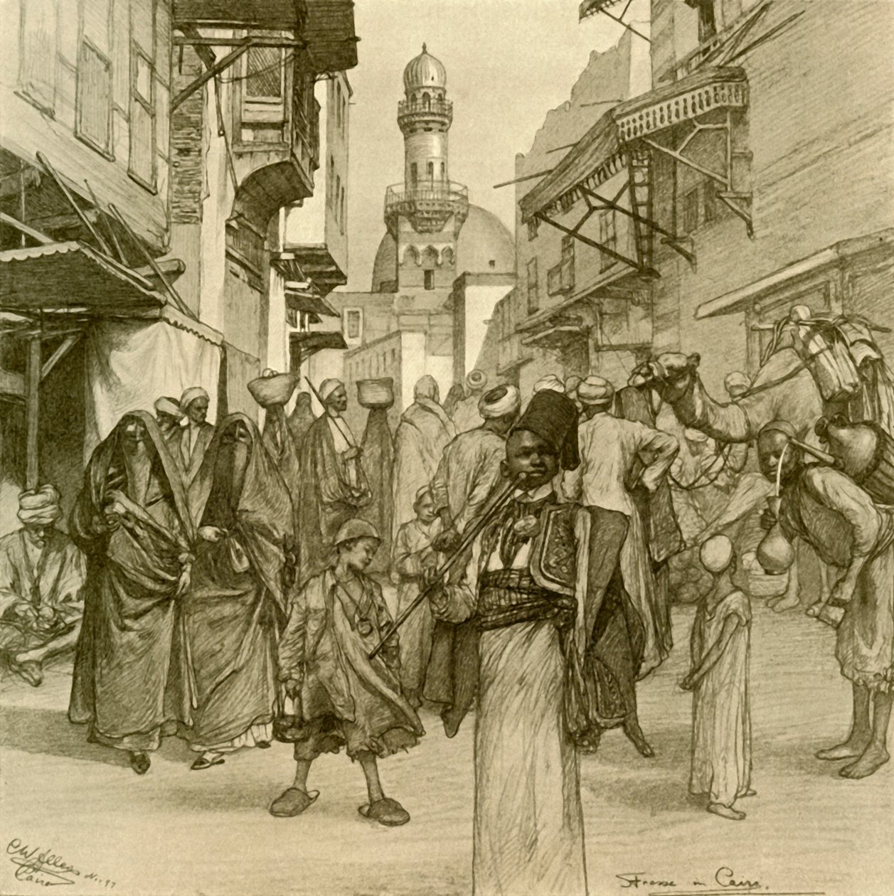 Gade i Kairo, 1898. af Christian Wilhelm Allers