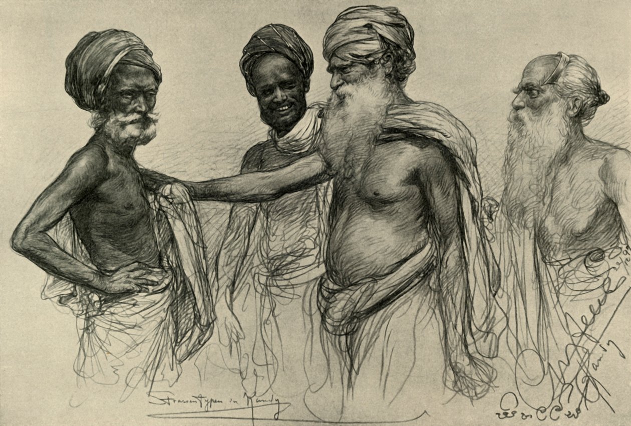 Gadestudier, Kandy, Ceylon, 1898. af Christian Wilhelm Allers