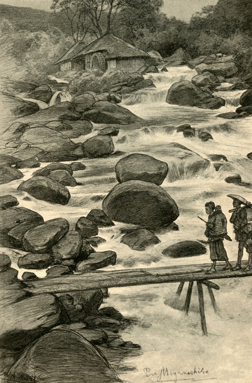 Vandfald ved Miyanoshita, Japan, 1898. af Christian Wilhelm Allers