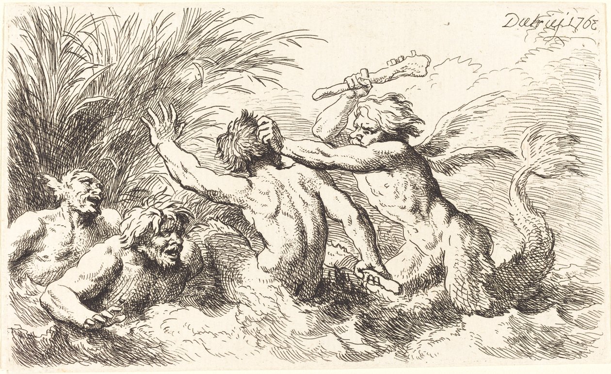 Kæmper mod Tritons af Christian Wilhelm Ernst Dietrich