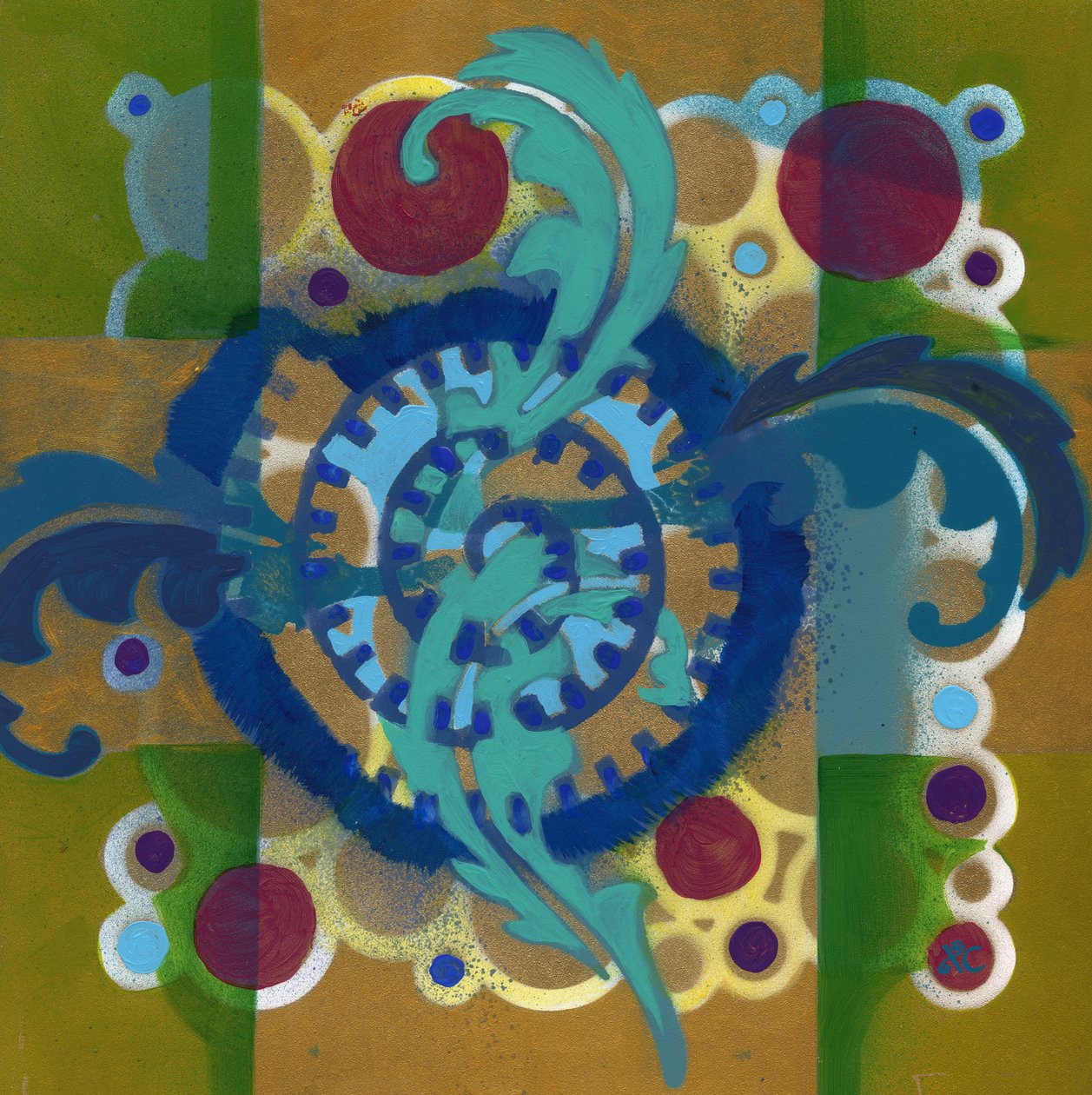 Meditation 17, ca. 2017 (akryl på panel) af Christina Saj