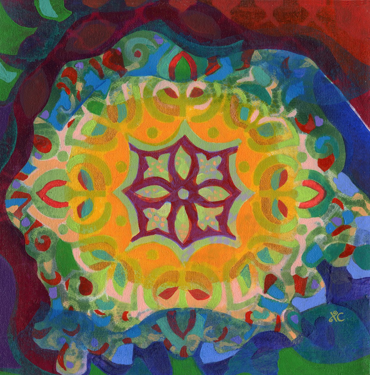 Meditation 38, c 2017 (akryl på panel) af Christina Saj