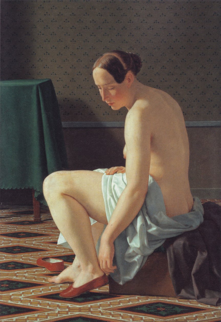 Ngen kvinde i frd med at drage sine tfler pan af Christoffer Wilhelm Eckersberg