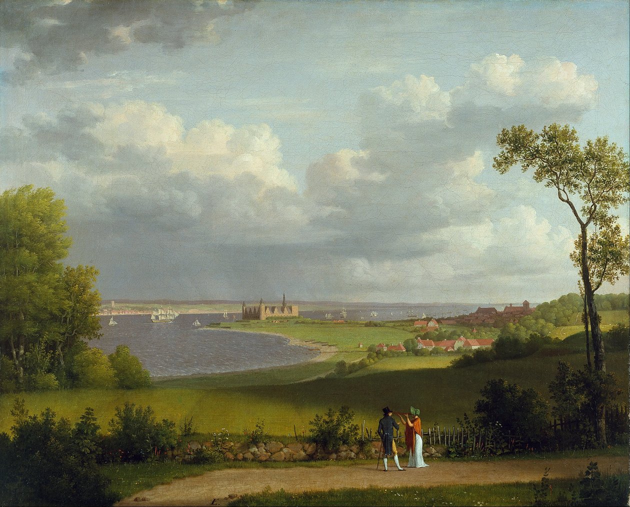 Udsigt nord for Kronborg Slot af Christoffer Wilhelm Eckersberg