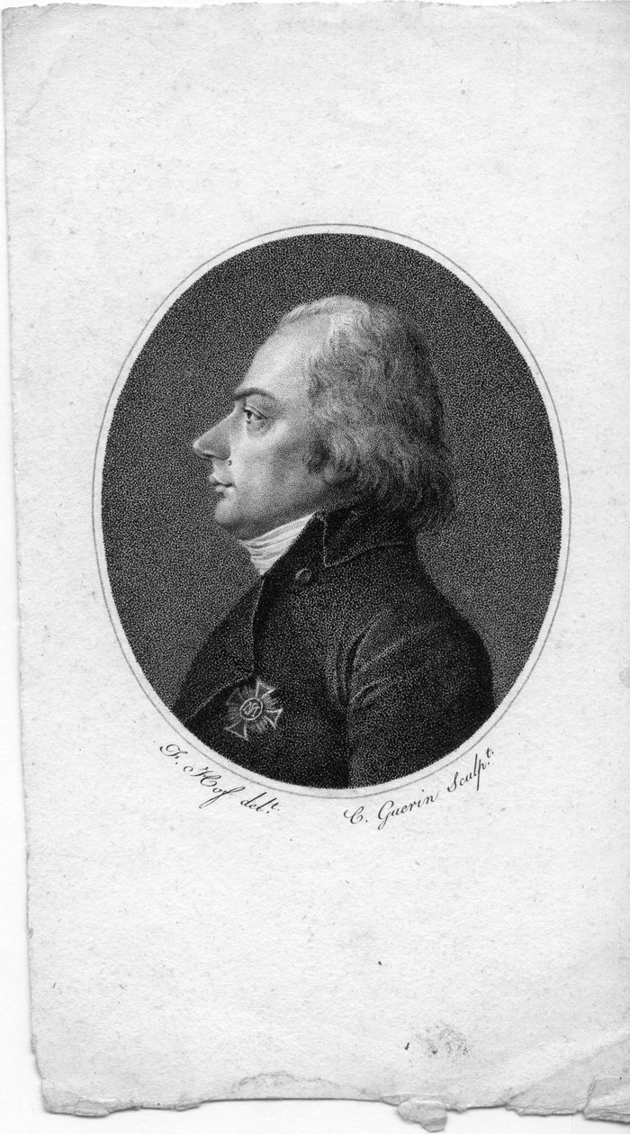 graveret portræt af Gabriel Christophe Guerin