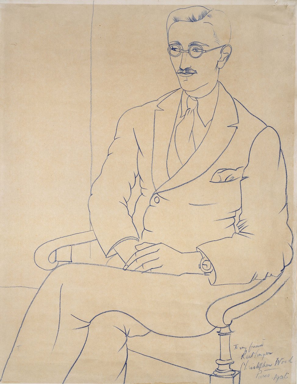 Portræt af Gerald Reitlinger, 1926 (blå kridt) af Christopher Wood