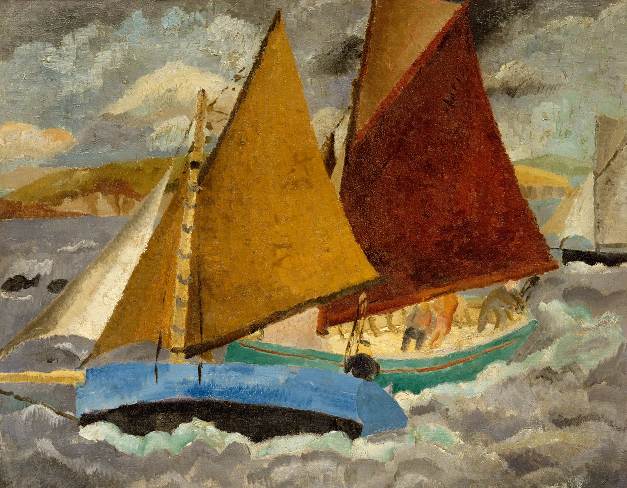 Yacht Race i Portscato, Cornwall, 1928 (malet på bagsiden af 88535) af Christopher Wood