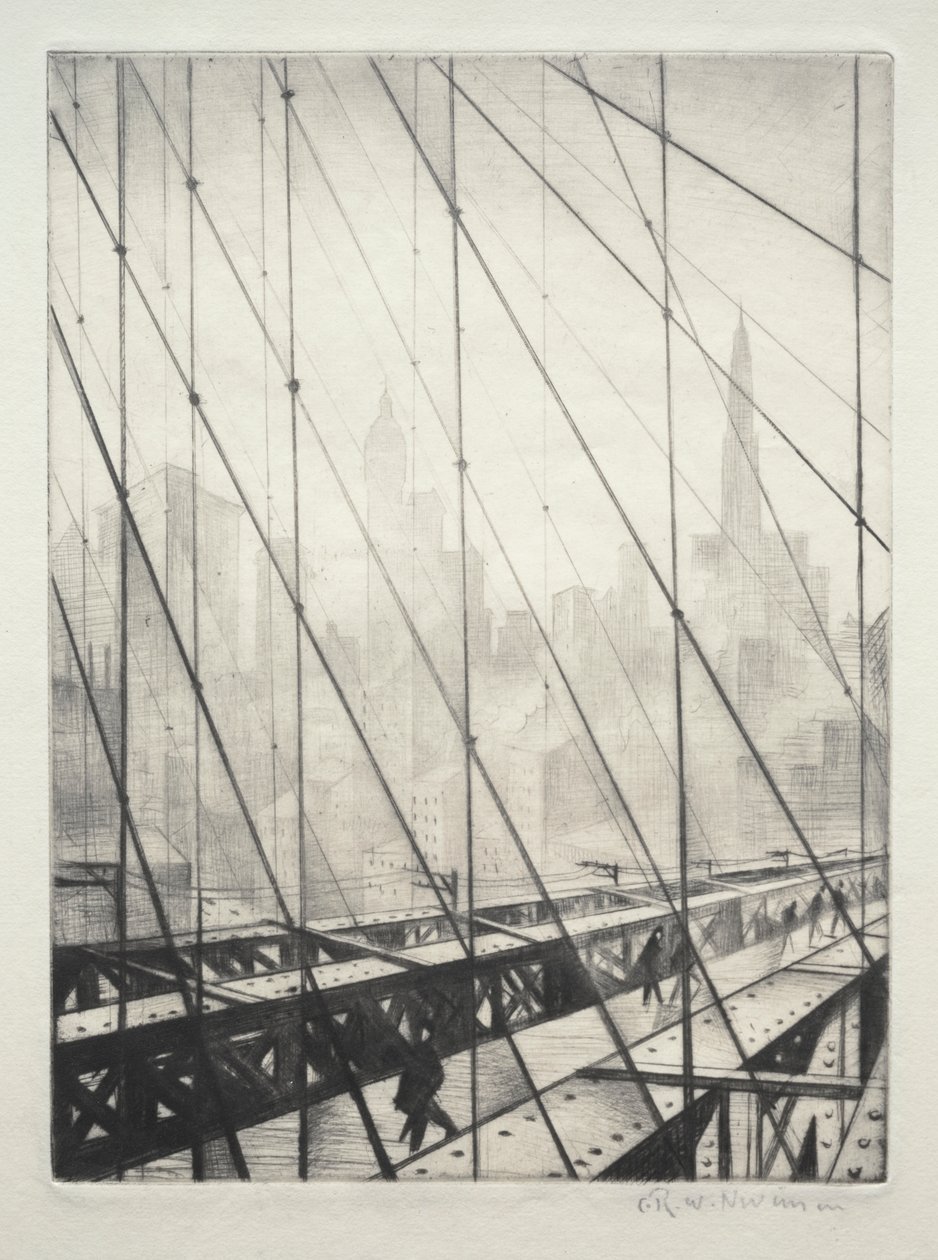 Kigger gennem Brooklyn Bridge af Christopher Richard Wynne Nevinson