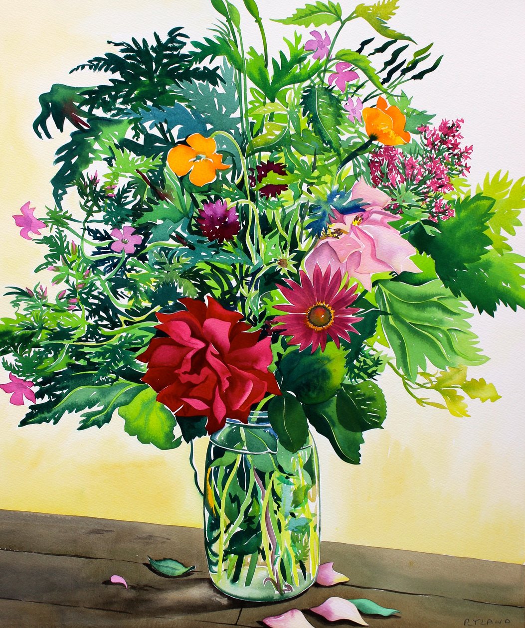 Haveblomster (akvarel på papir) af Christopher Ryland