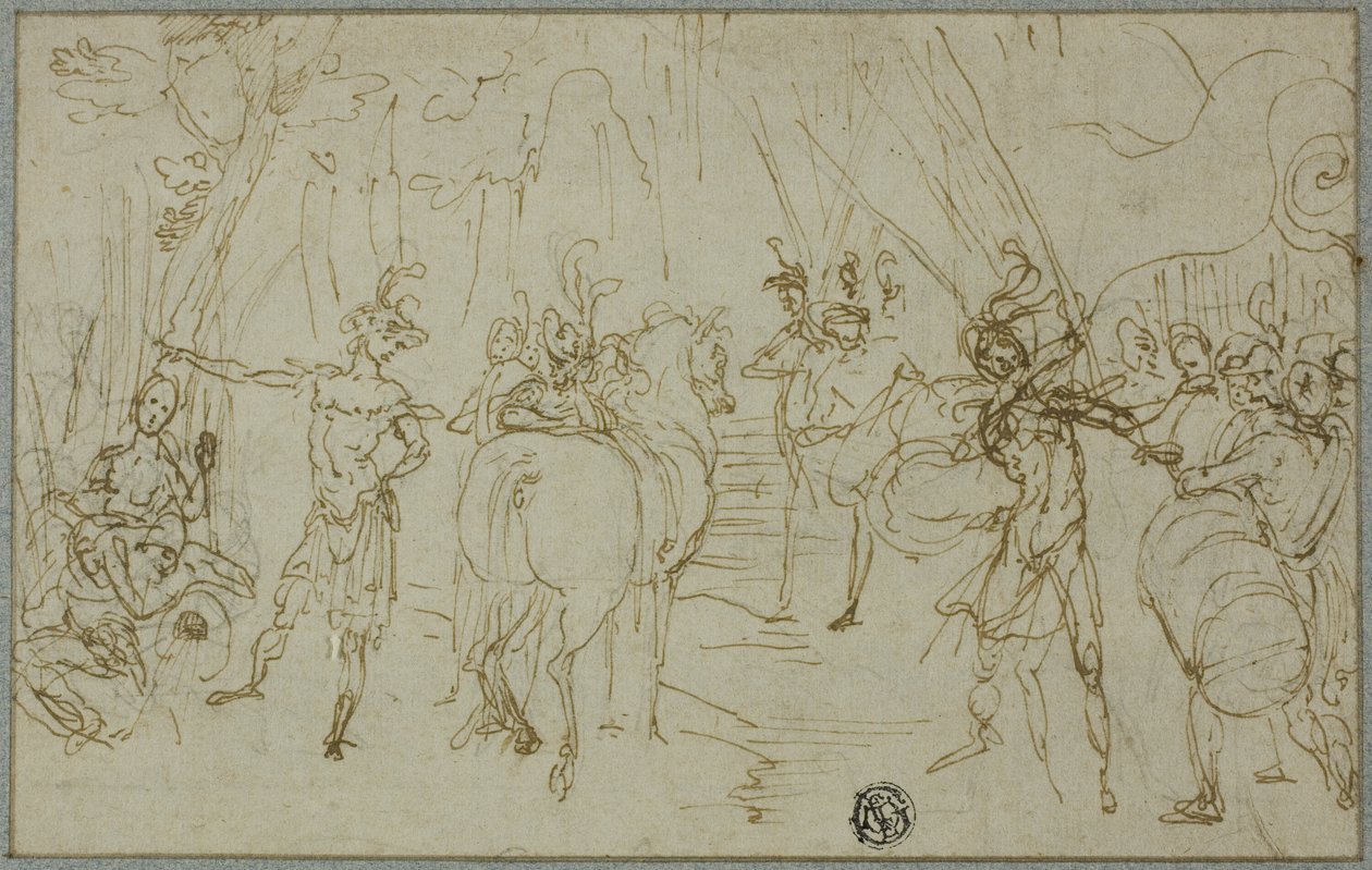 Scene med soldater af Cigoli