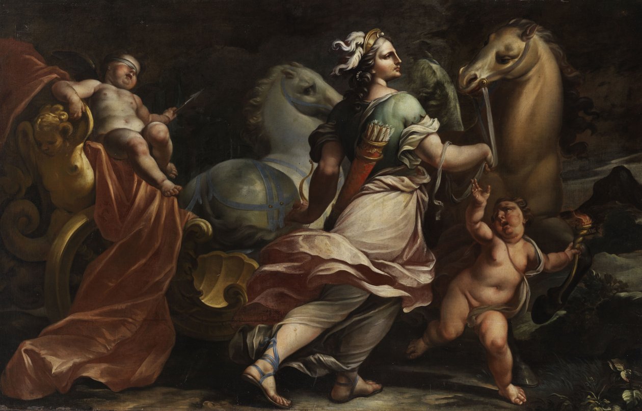 Bellona griber Amors arme af Circle of Carlo Cignani