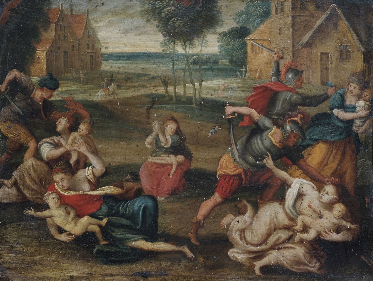 Barnemordet på Betlehemit. af Circle of Frans Francken the Younger