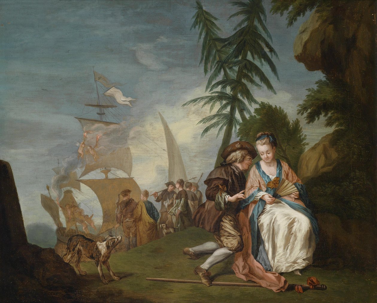 Et galant par, inden de tog til Kythera af Circle of Jean Baptiste Le Prince