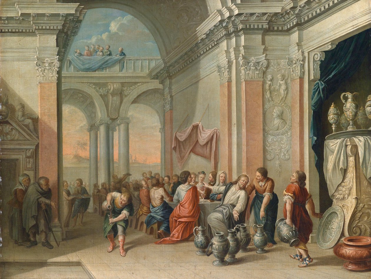 Brylluppet i Cana af Circle of Johann Georg Platzer