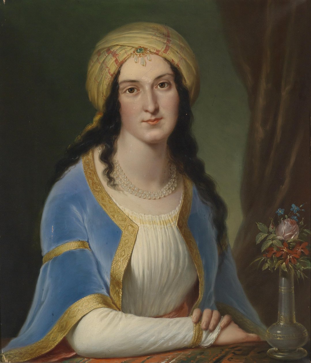 Portræt af en dame med turban af Circle of Josef Grassi