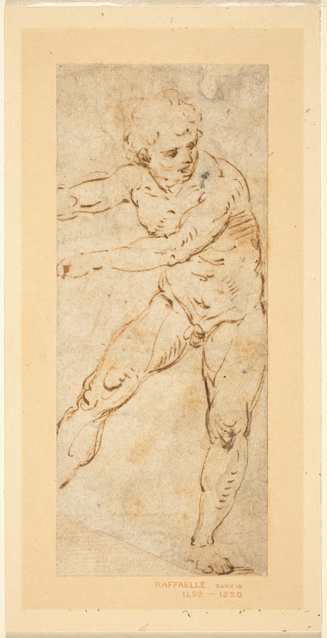 En stående mandlig nøgen af Circle of Raphael