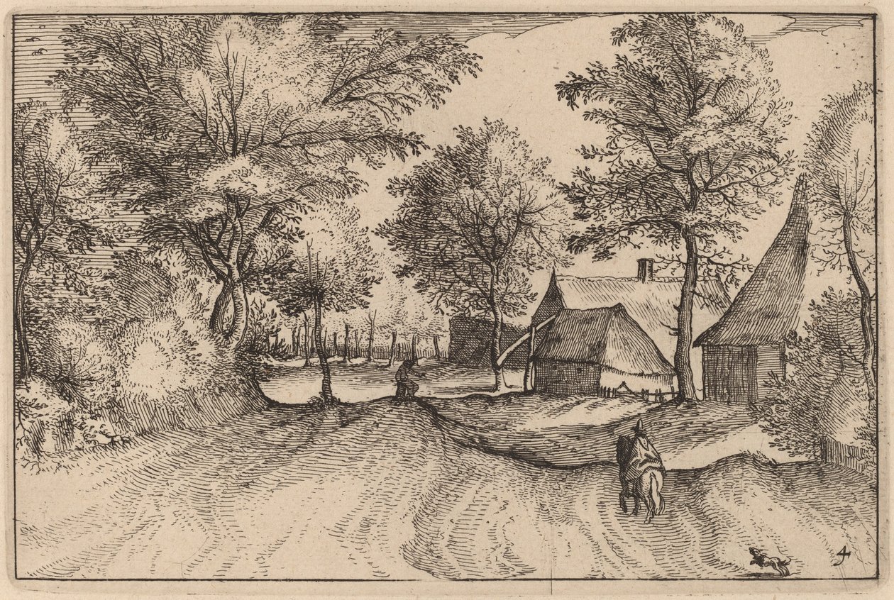 Landsbyvej af Claes Jansz Visscher after Johannes van Doetechum, the Elder after Lucas