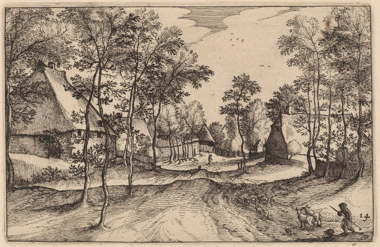 Landsbyvej af Claes Jansz Visscher after Johannes van Doetechum, the Elder after Lucas