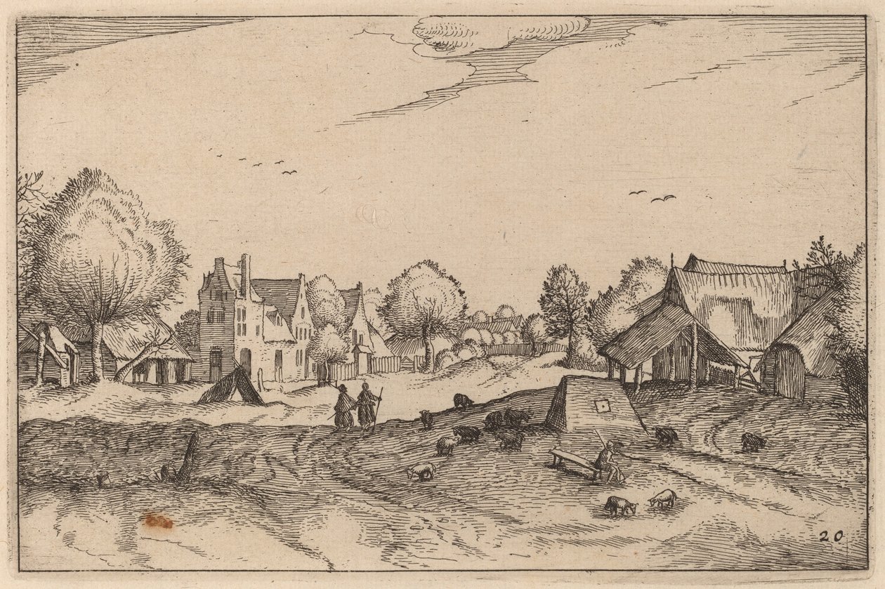 Landsbyvej af Claes Jansz Visscher after Johannes van Doetechum, the Elder after Lucas
