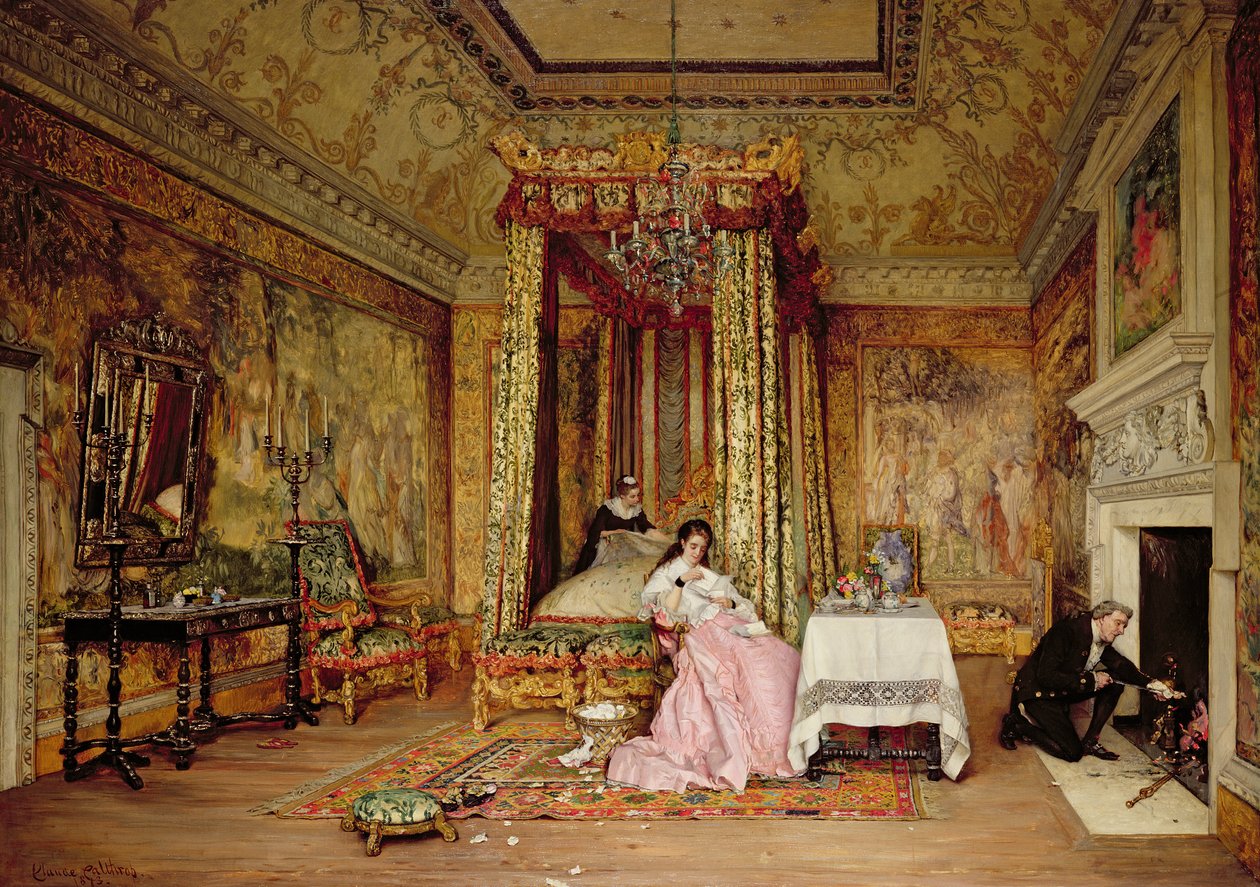 Old Letters - en scene ved Knole, 1873 af Claude Andrew Calthrop