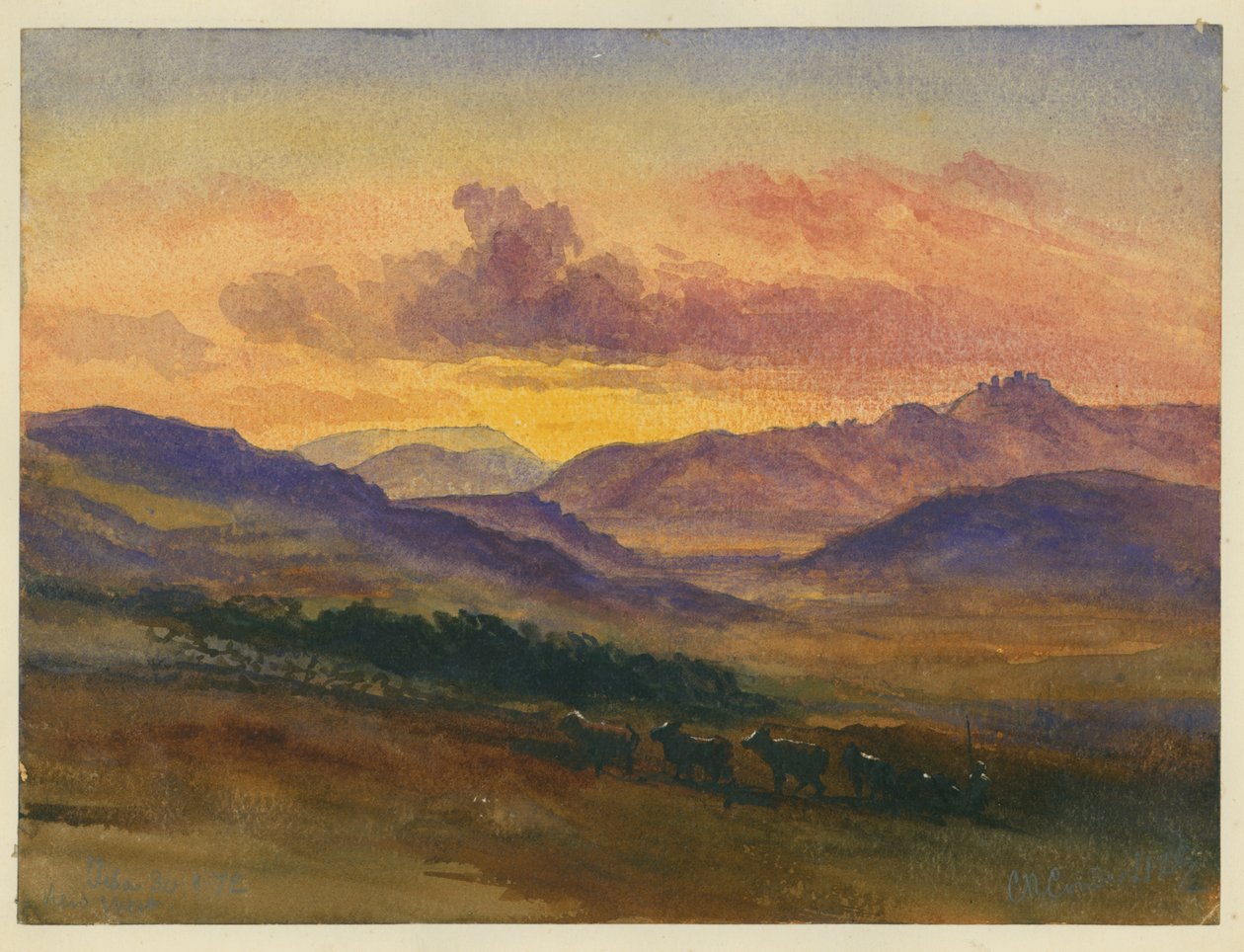 Jeba, 1872 (wc og blyant på papir) af Claude Conder