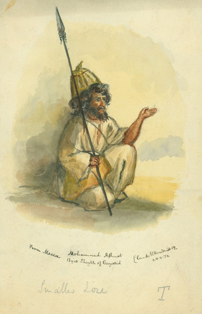 Mohammed Ahmet fra Mekka, 1872 (wc og blyant på papir) af Claude Conder