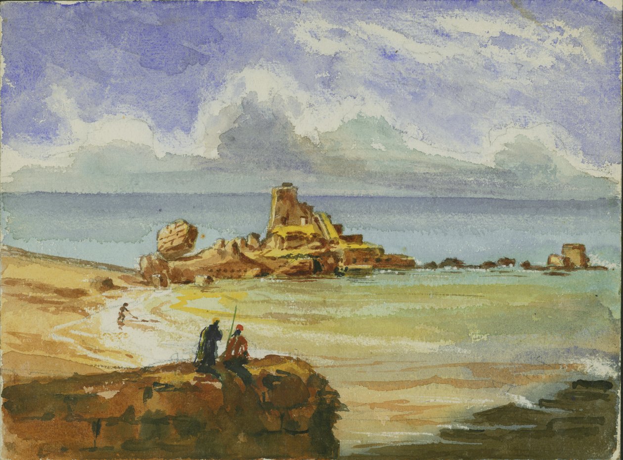 Ruiner af Cæsarea, 1873 (wc og blyant på papir) af Claude Conder