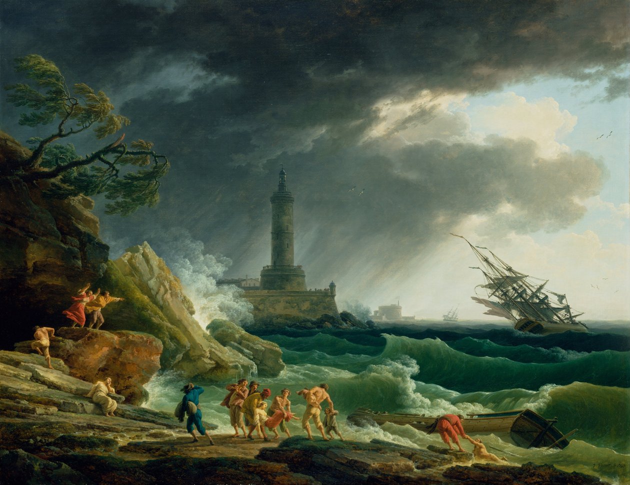En storm på en middelhavskyst af Claude Joseph Vernet