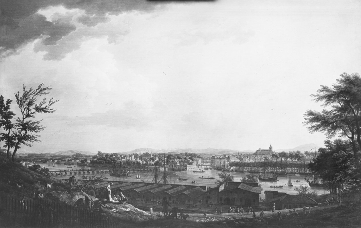 Udsigt over Bayonne set fra halvvejs nede i citadellet, 1761 af Claude Joseph Vernet