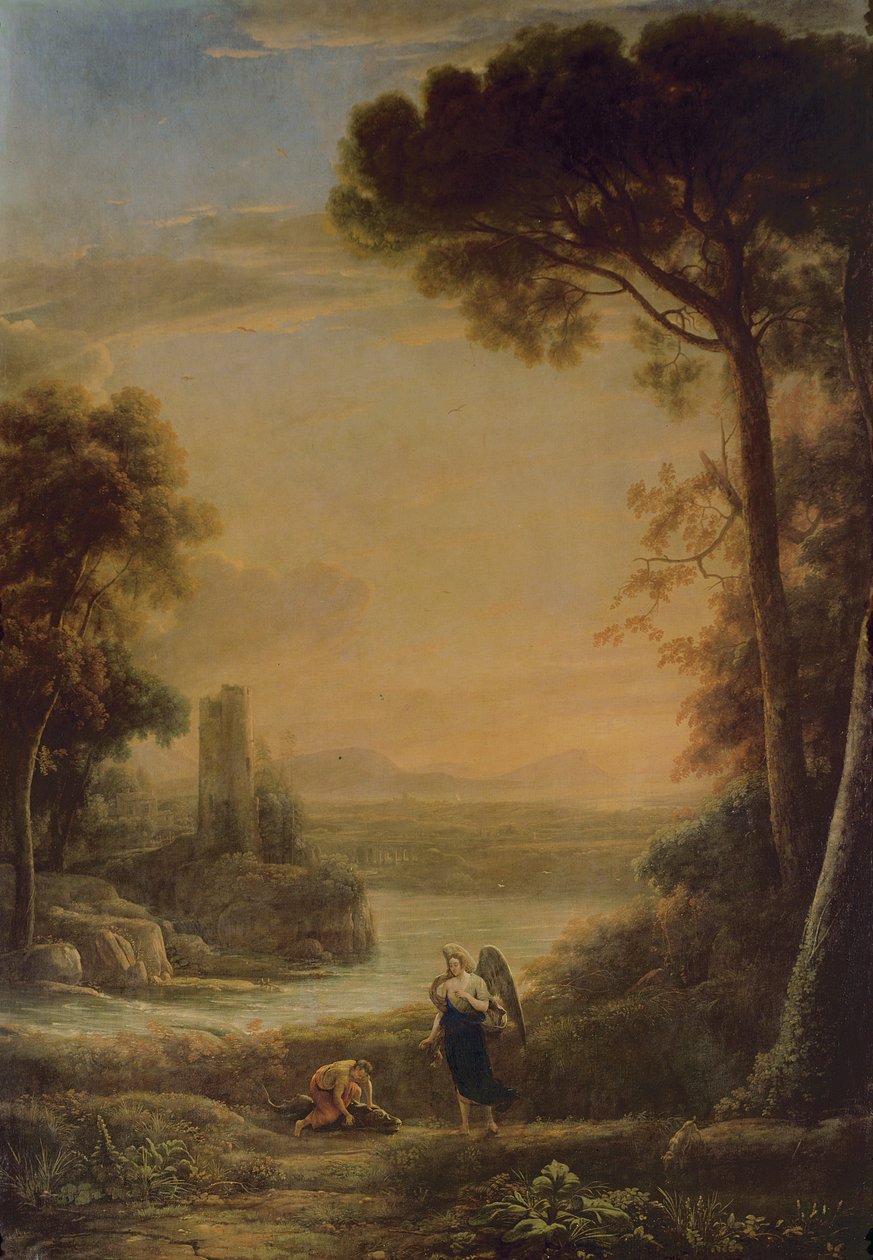 Landskab, ærkeenglen Rafael og Tobias af Claude Lorrain