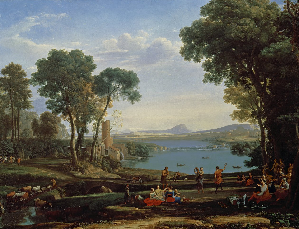 Landskab med Isaks og Rebekkas ægteskab (Møllen) 1648 af Claude Lorrain