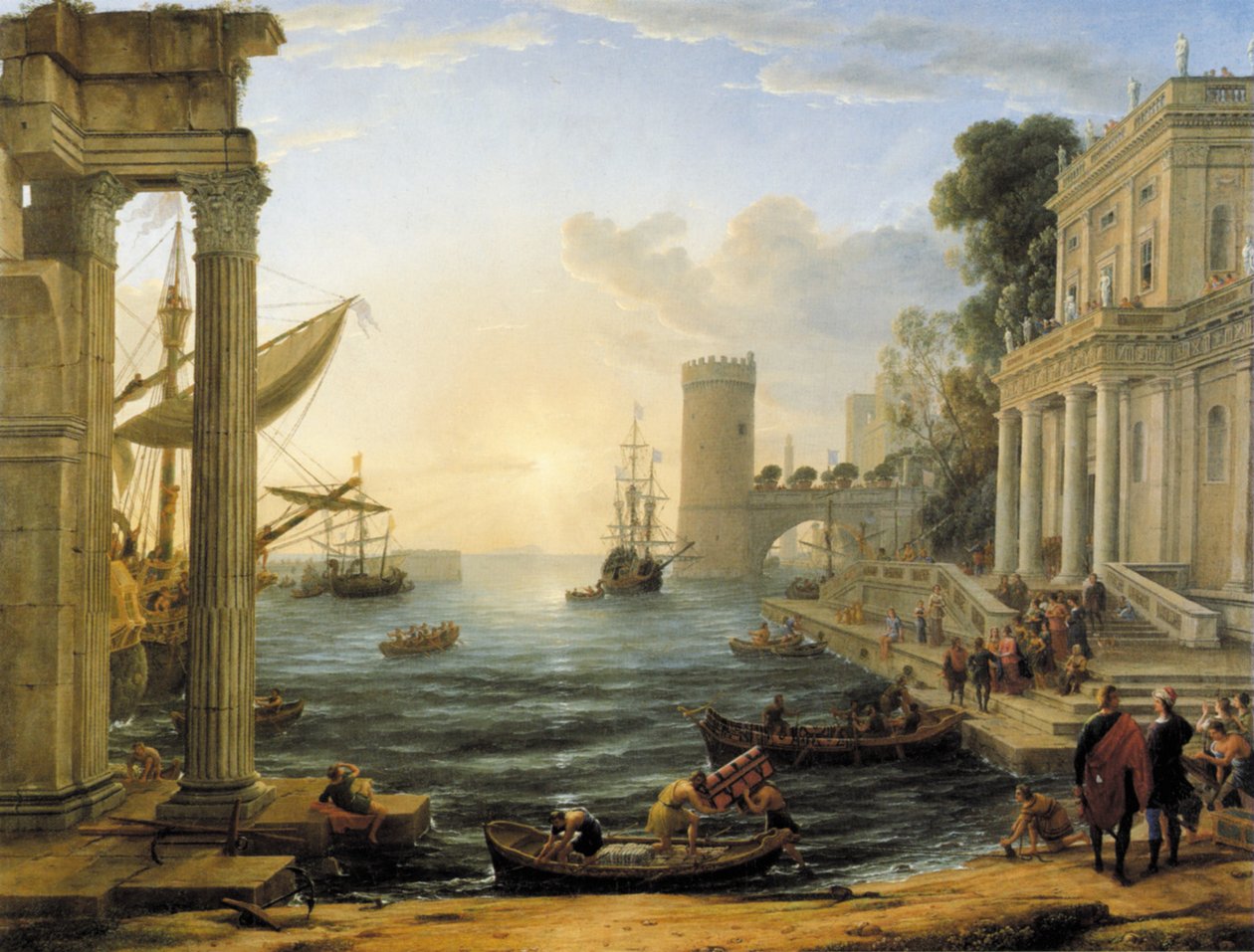 Havn med indskibning af dronningen af ​​Sheba af Claude Lorrain