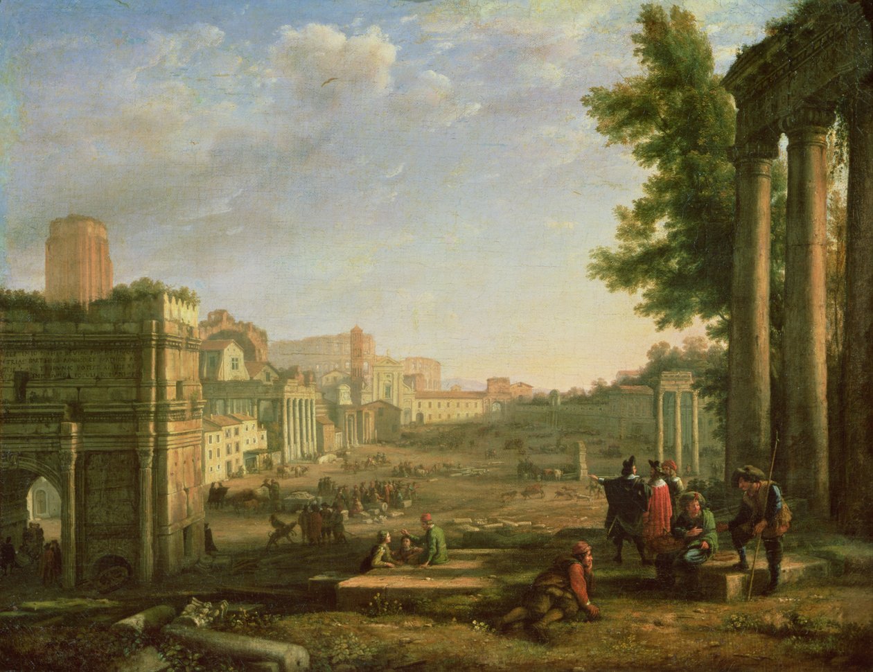 Udsigt over Campo Vaccino, Rom, 1636 af Claude Lorrain