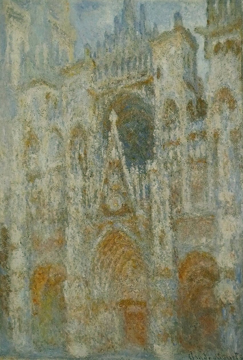Rouen -katedralen. Portalen, morgensol; blå harmoni af Claude Monet