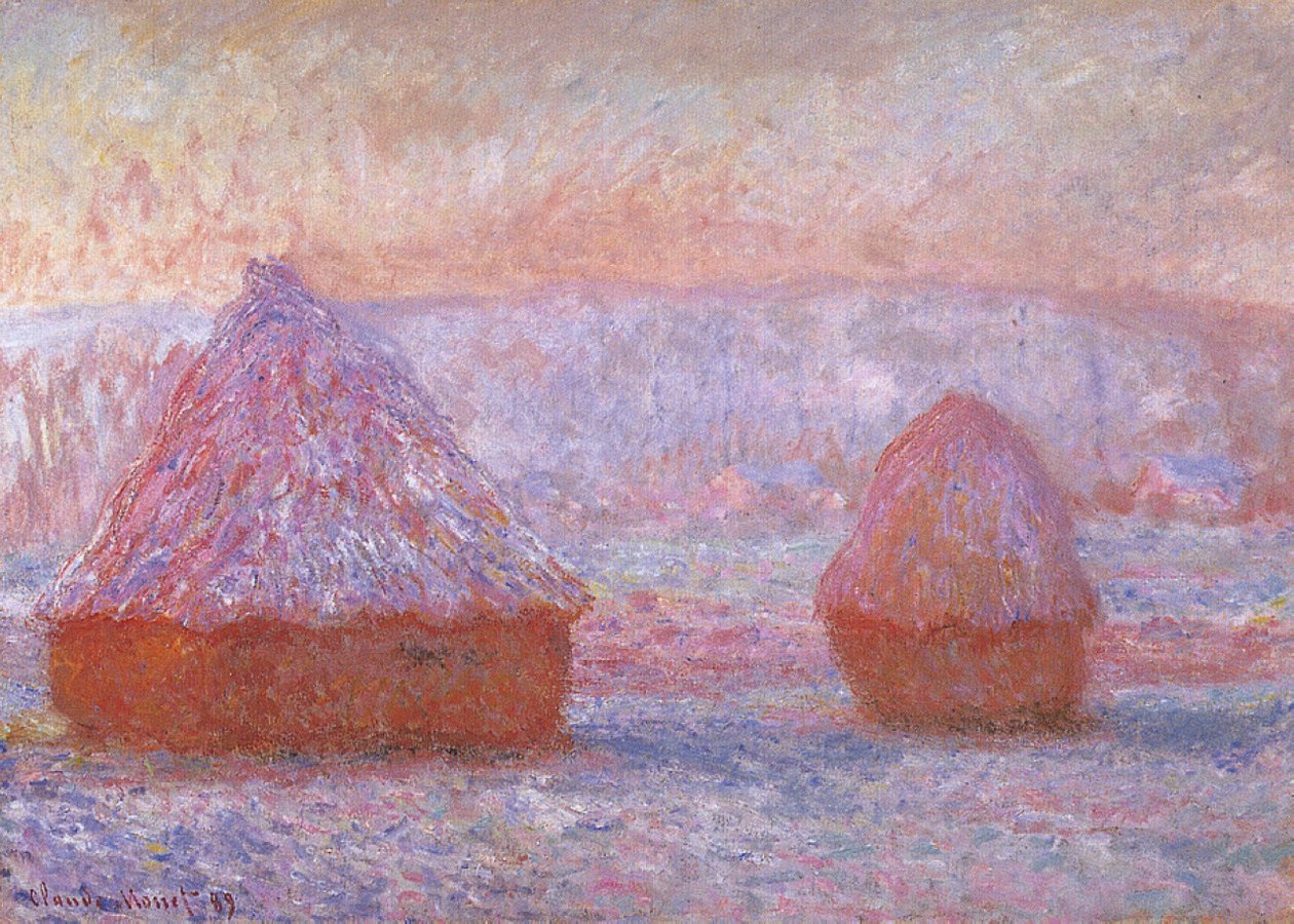 Les Meules, Giverny, morgeneffekt af Claude Monet