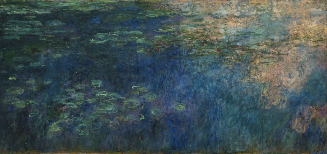 Refleksioner af skyer på åkandedammen af Claude Monet