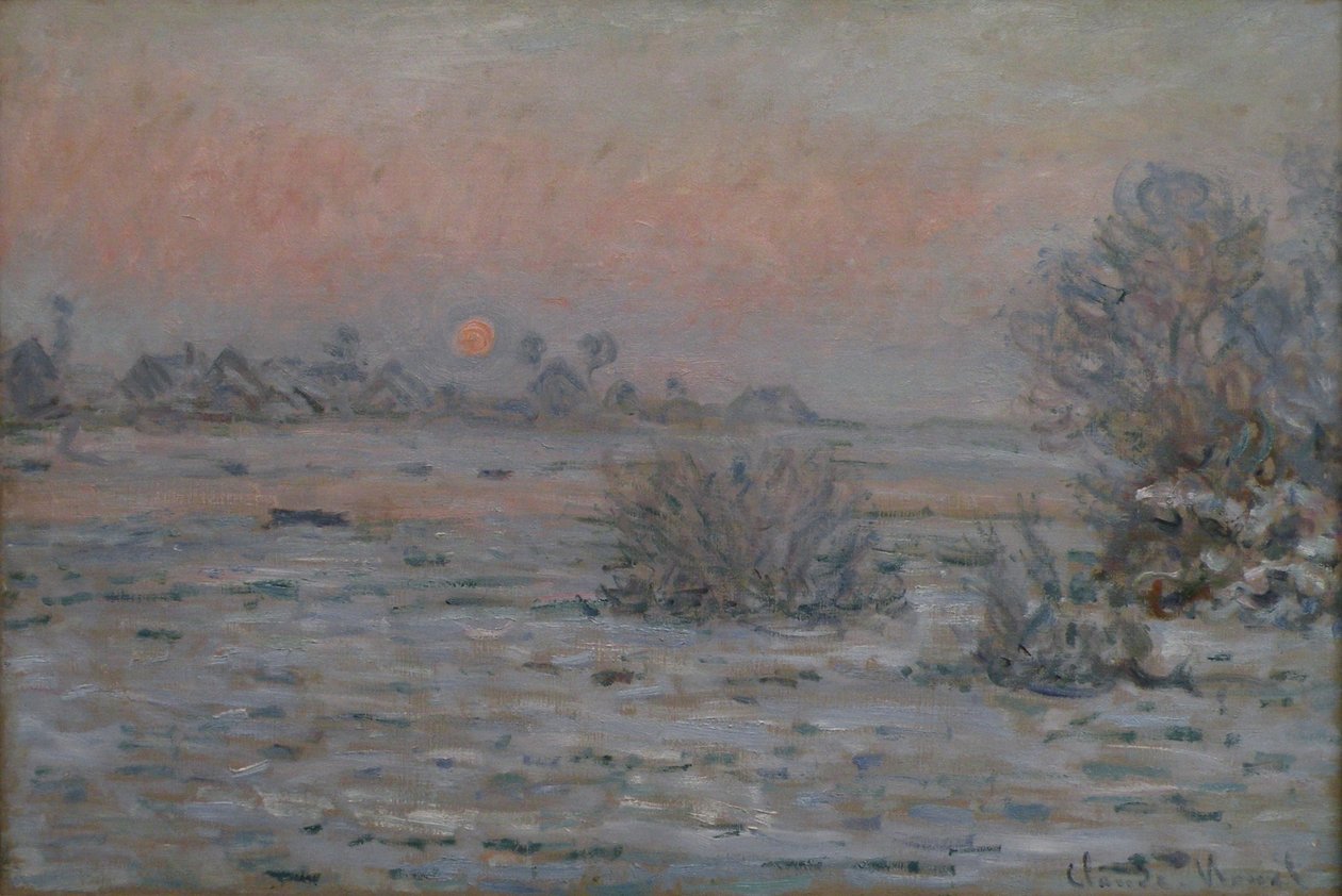 Soleil dhiver i Lavacourtn af Claude Monet